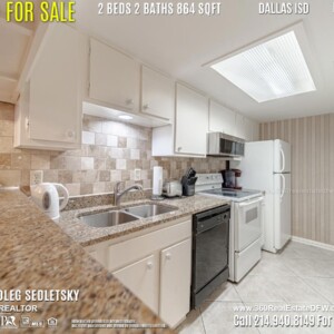 Condo For Sale in Dallas TX. 2 beds 2 baths 864 sqft. Dallas ISD - Call 214.940.8149 Oleg Sedletsky Realtor in Dallas, TX