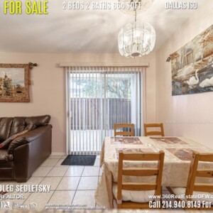 Condo For Sale in Dallas TX. 2 beds 2 baths 864 sqft. Dallas ISD - Call 214.940.8149 Oleg Sedletsky Realtor in Dallas, TX