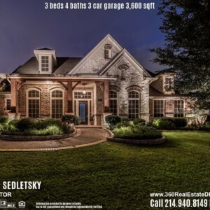 Beautiful House For Sale in Parker TX. 3 beds 4 baths 3-car garage 3,600 sqft. Allen ISD - Call 214.940.8149 Oleg Sedletsky Realtor in Parker, TX