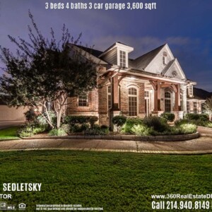Beautiful House For Sale in Parker TX. 3 beds 4 baths 3-car garage 3,600 sqft. Allen ISD - Call 214.940.8149 Oleg Sedletsky Realtor in Parker, TX