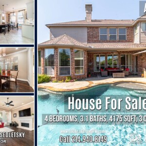 For Sale 4Bd, 3.1 Ba, 4188 Sqft, in Allen, TX with Allen ISD. Well maintained 2 story home in highly sought after Twin Creeks! Call Oleg Sedletsky Realtor at 214-940-8149